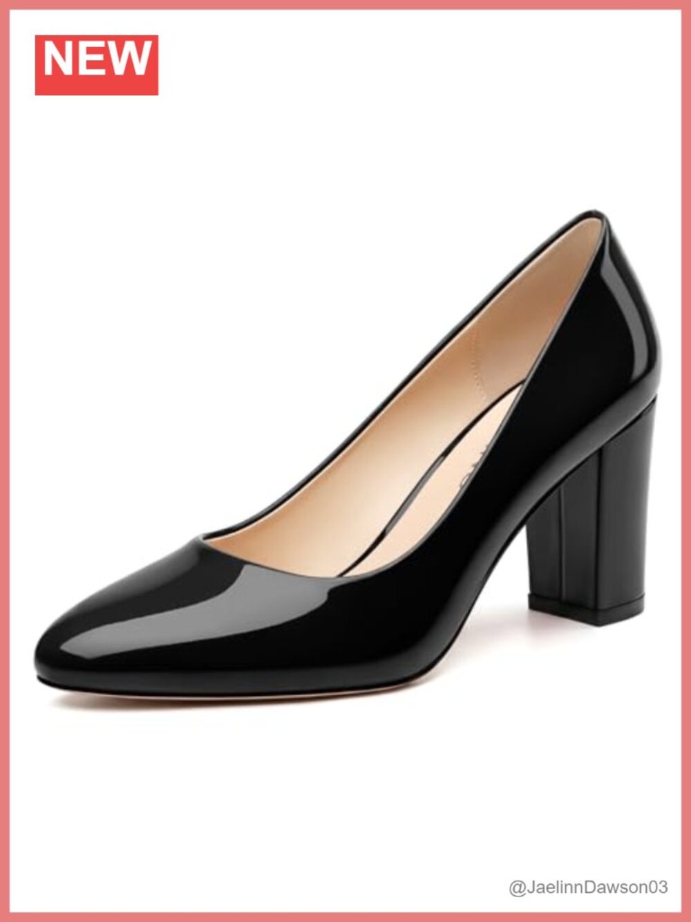 Patent Leather Chunky Heel Pumps Slip On Dress Shoes for Women